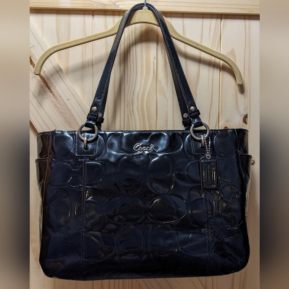 Coach | Bags | Coach Gallery Eastwest Logo Black Patent Leather